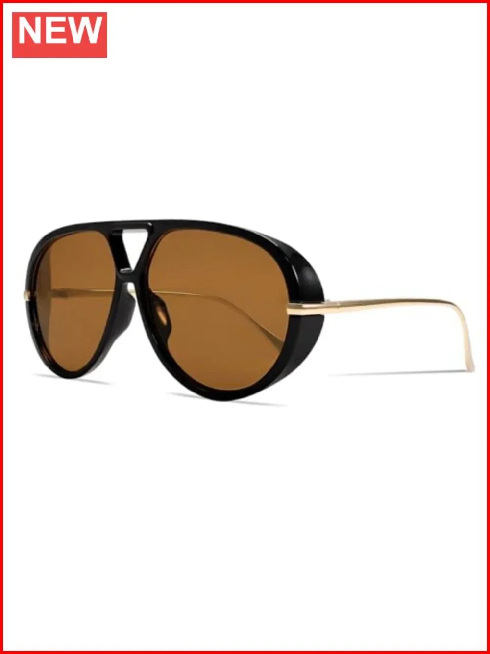 Retro Oversized Aviator Sunglasses, Gold Metal Frame, UV Protection, Unisex